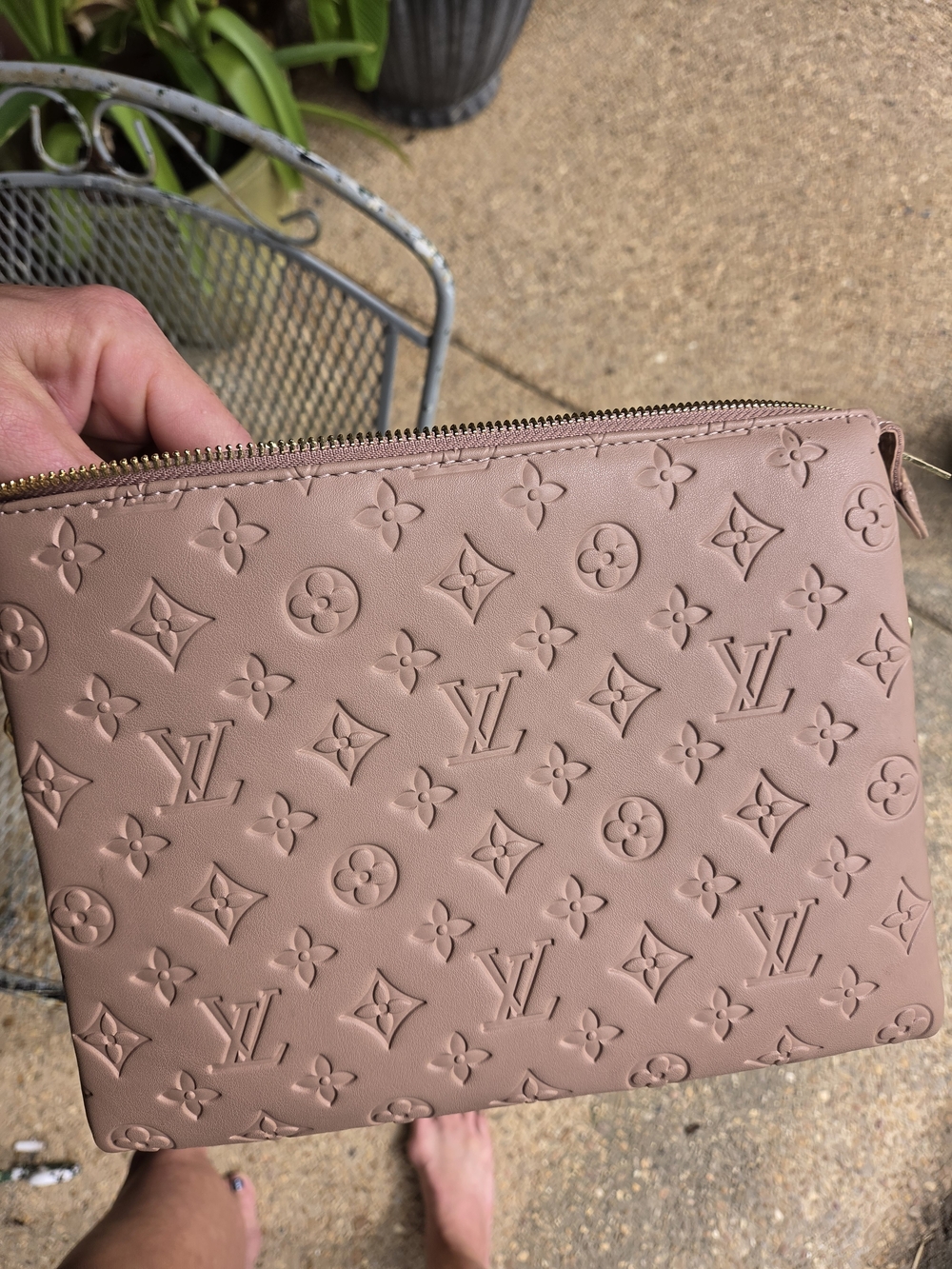 Louis Vuitton Coussin PM Embossed Monogram Zip Pouch - Taupe